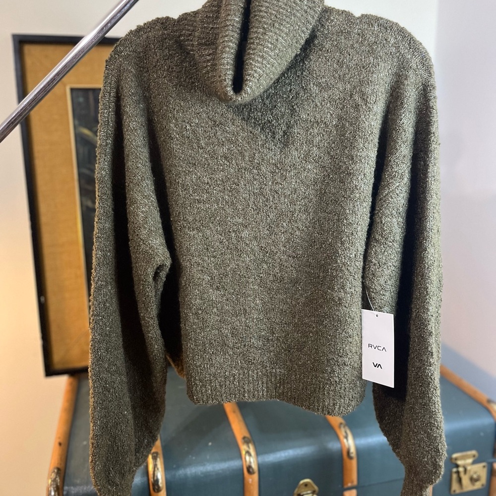 RVCA Women's Cowl Neck Sweater in Olive